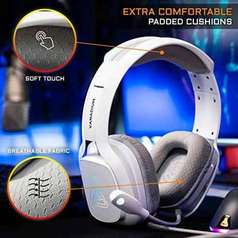 THE G-LAB Korp VANADIUM Cuffie da Gaming Microfono Stereo, Ultra Leggero, Cuffie per Basso Elettrico Mic Jack da 3,5 mm per PC/PS4/Xbox One/Nintendo Switch/Mac/Smartphone/Tablet NUOVO (Bianco) - 4