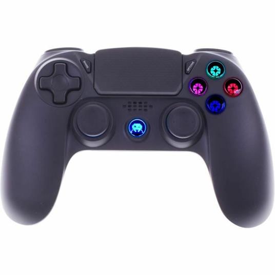 Controller wireless nero con jack per cuffie e pulsanti illuminati per PS4