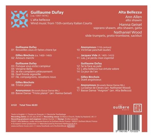 L'alta bellezza - CD Audio di Guillaume Dufay - 2