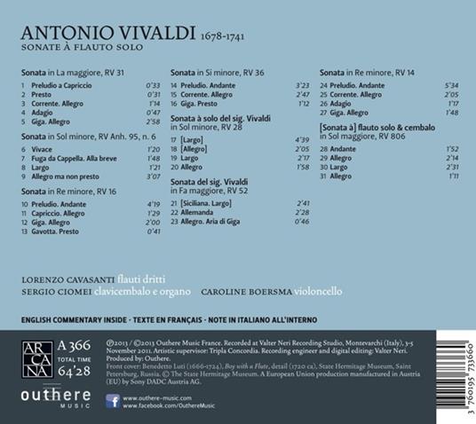 Sonate per flauto - CD Audio di Antonio Vivaldi,Lorenzo Cavasanti - 2