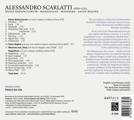 Missa Defunctuorum - Magnificat - Miserere - Salve Regina - CD Audio di Alessandro Scarlatti - 2