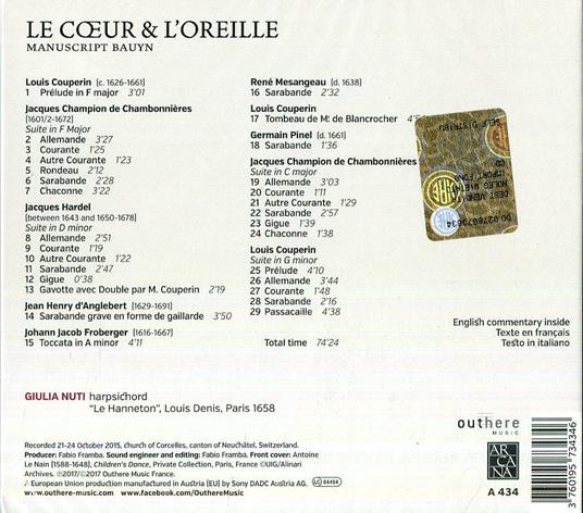 Le Cœur & L'oreille. Manuscript - CD Audio di Giulia Nuti - 2