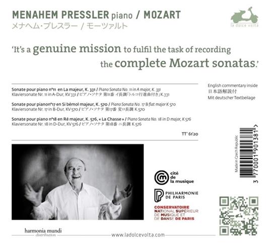 Sonate per Pianoforte N.11 K 331, N.17 K 570, N.18 K 576 La Caccia - CD Audio di Wolfgang Amadeus Mozart,Menahem Pressler - 2