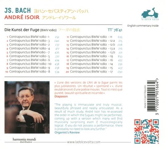 L'arte Della Fuga Bwv1080 - CD Audio di Johann Sebastian Bach,André Isoir - 2