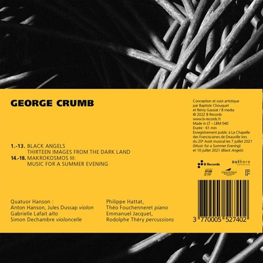 Black Angels & Music For A Summer Evening - CD Audio di George Crumb,Quatuor Hanson - 2