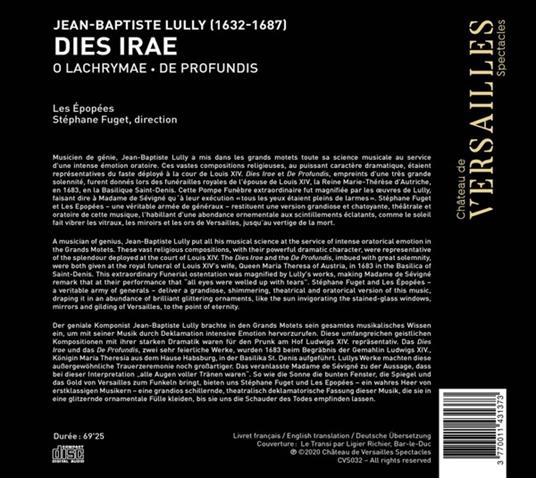 Lully. Dies Irae - CD Audio di Les Epopees - 2