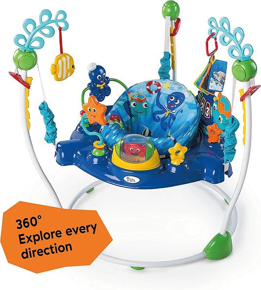 Baby Einstein, Centro Attività Neptune's Ocean Discovery con 15 giocattoli interattivi multilingue, luci e musica, altezza regolabile, seduta girevole a 360° - 5