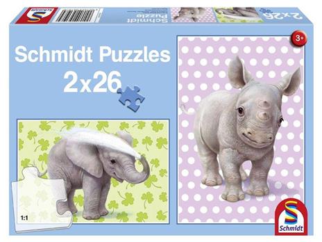 2 Puzzle da 26Pz Zoo Babies per Bambini 3+ Schmidt - 2