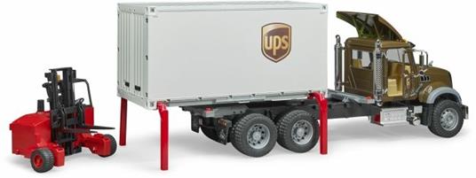 Bruder 02828 Mack Granite Camion Ups Portacontainer Con Muletto - 5