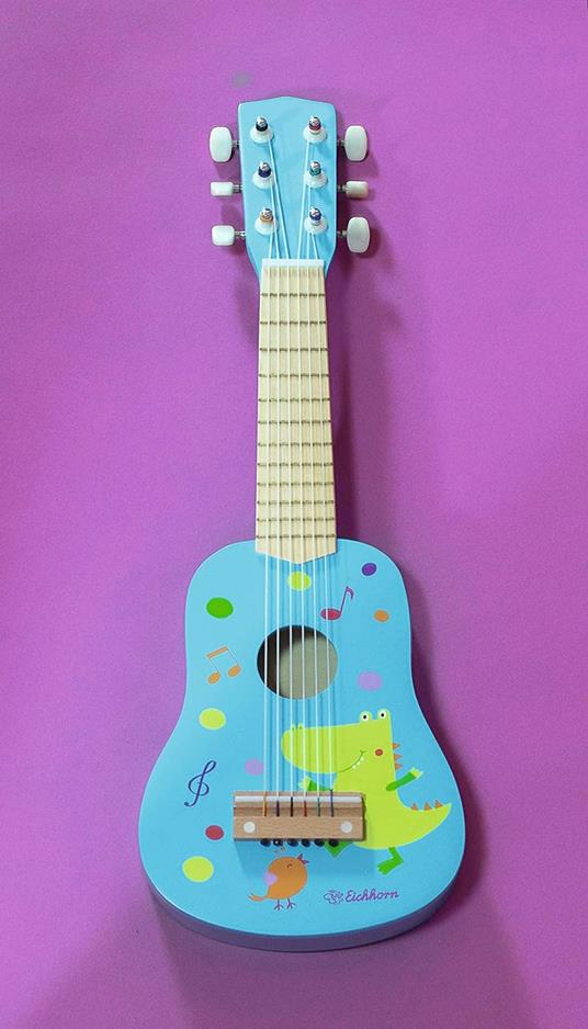 Eichhorn- Musik Holzgitarre Chitarra accordabile in Legno a Sei Corde, con Simpatico Animale, Lunghezza 54 cm, dai 3 Anni in su, Colore Azzurro/Naturale, 100003480 - 4