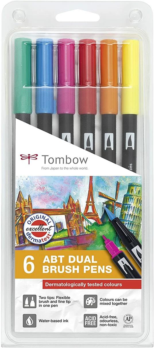Pennarelli Tombow Dual Brush colori per la pelle. Set 6 colori (5 + 1  omaggio) - Tombow - Cartoleria e scuola | IBS