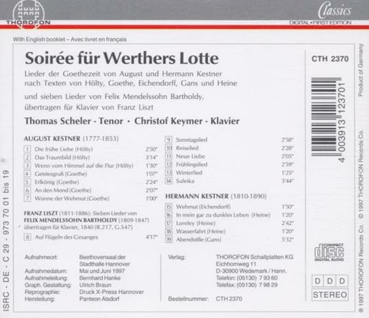 Soiree fur Werthers Lotte - CD Audio - 2
