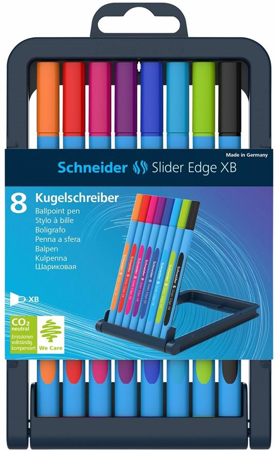 Penne a sfera Schneider Slider Edge XB. Astuccio Stand 8 colori - Schneider  - Cartoleria e scuola | IBS