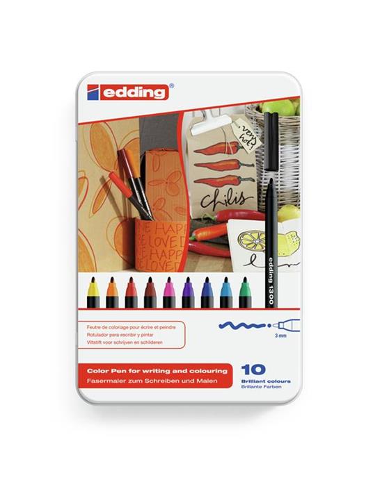 Edding 1300 colourpen marcatore Nero, Blu, Marrone, Verde, Arancione, Rosa, Porpora, Rosso, Giallo 10 pezzo(i) - 2