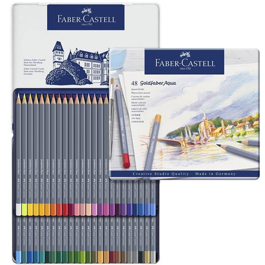Matite colorate acquerellabili Faber-Castell Goldfaber Aqua. Astuccio in  metallo 48 colori - Faber-Castell - Cartoleria e scuola | IBS