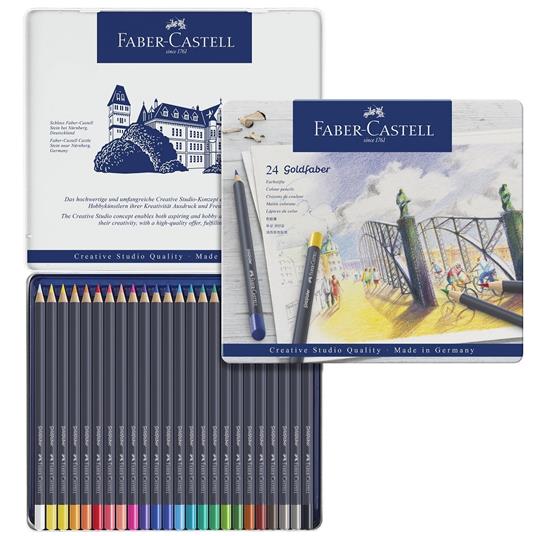 Matite colorate Faber-Castell Goldfaber. Astuccio in metallo 24 colori -  Faber-Castell - Cartoleria e scuola | IBS
