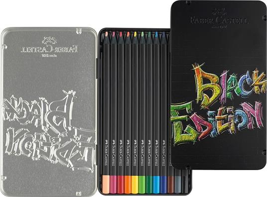 Astuccio metallo da 12 matite colorate triangolari Black Edition - Faber- Castell - Cartoleria e scuola