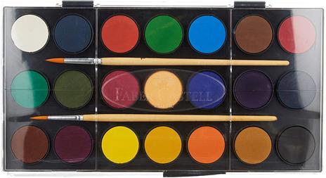 Confezione Acquerelli con 21 godets di colori assortite + pennello, pastiglie Ø 30 mm - 5