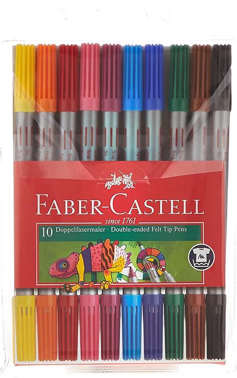 Astuccio in plastica con 10 pennarelli Doppia Punta - Faber-Castell -  Cartoleria e scuola | IBS