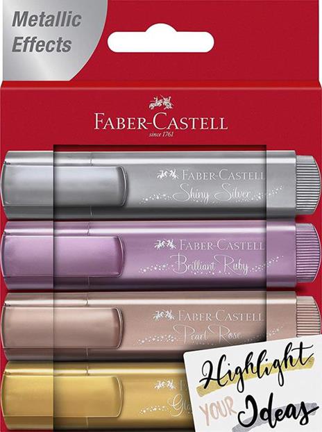 Bustina con 4 evidenziatori Textliner 1546 Metallic - Faber-Castell -  Cartoleria e scuola