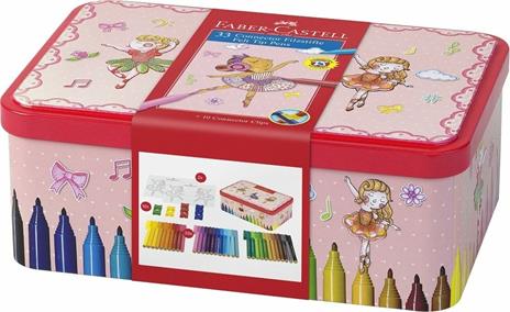 Pennarelli Faber-Castell Connector Pens. Scatola metallo Ballerina 33  colori + 10 connettori - Faber-Castell - Cartoleria e scuola