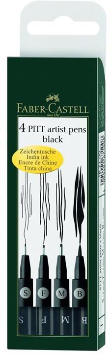 Bustina da 4 Pitt Artist Pen, neri, punta F, S, M, B - 2