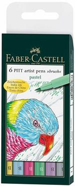 Artist Pen Brush Faber In Busta 6 Pz. Col Pastel