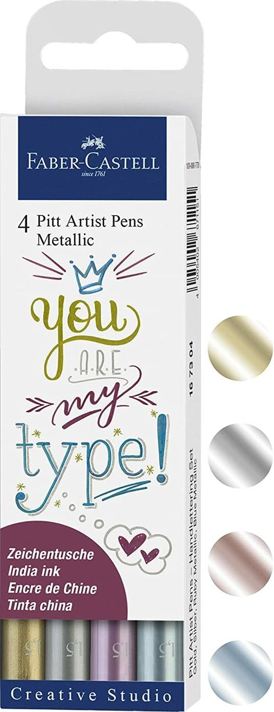 Bustina da 4 Pitt Artist Pen Handlettering Metallic con colori metallici - 4