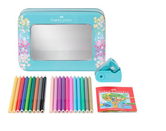 Set in metallo matite colorate Sparkle, 20 matite, 1 temperamatite sleeve  mini turchese - Faber-Castell - Cartoleria e scuola