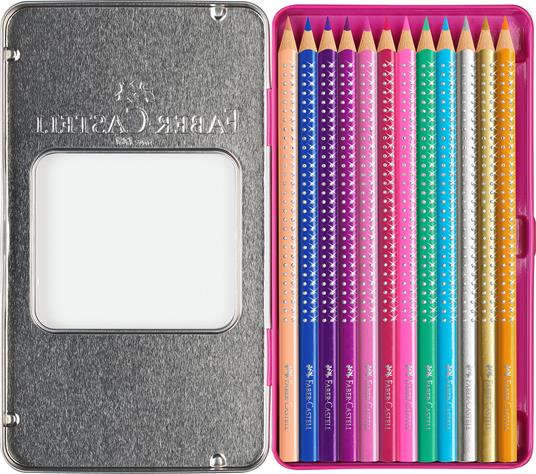 Set in metallo con matite colorate Sparkle, 12 matite, conf. rosa - 2
