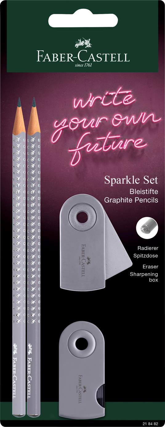 Blister 2 matite di grafite Sparkle + 1 gomma mini sleeve + 1 temperamatite mini sleeve, dapple grey