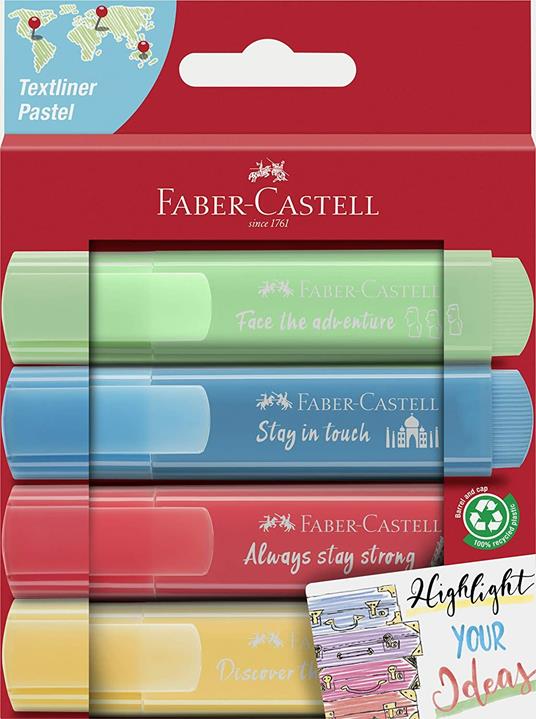 BUSTA 8 EVIDENZIATORI TEXTLINER 1548 FABER CASTELL [154862] - Vendita  articoli cartoleria e cancelleria per scuola e ufficio