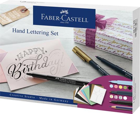 Faber-Castell 267103 penna calligrafica Corallo, Ciano, Verde, Nero  metallizzato, Giallo 12 pz - Faber-Castell - Cartoleria e scuola