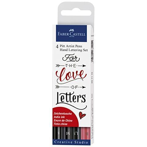 Bustina da 4 Pitt Artist Pen Handlettering Love (1.5, M, S nero e B rosso)