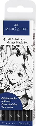 Bustina da 4 Pitt Artist Pen-Manga Nero nei tratti XS-M-SC-SB