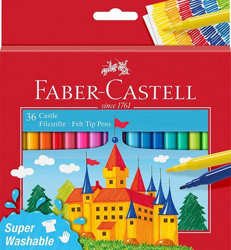 Astuccio in cartone con 36 pennarelli Castello superlavabili, punta fine - 7