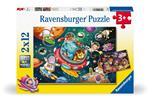 Ravensburger - Puzzle Amici nello Spazio, Collezione 2x12, 2 Puzzle da 12 Pezzi, Età Raccomandata 3+ Anni