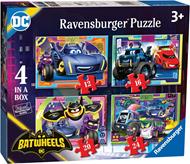 Ravensburger - Puzzle Batwheels, Collezione 4 in a Box, 4 puzzle da 12-16-20-24 Pezzi, Età Raccomandata 3+ Anni