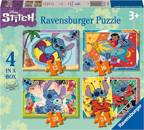 Ravensburger - Puzzle Stitch, Collezione 4 in a Box, 4 puzzle da 12-16-20-24 Pezzi, Età Raccomandata 3+ Anni