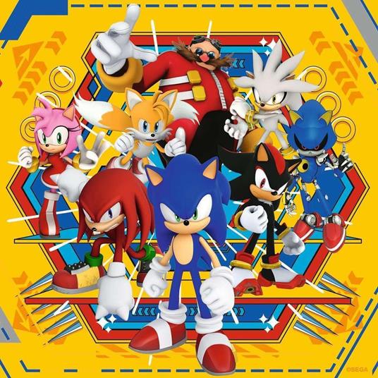 Ravensburger - Puzzle Sonic, Collezione 3x49, 3 Puzzle da 49 Pezzi, Età Raccomandata 5+ Anni - 2