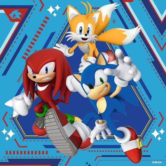 Ravensburger - Puzzle Sonic, Collezione 3x49, 3 Puzzle da 49 Pezzi, Età Raccomandata 5+ Anni - 3