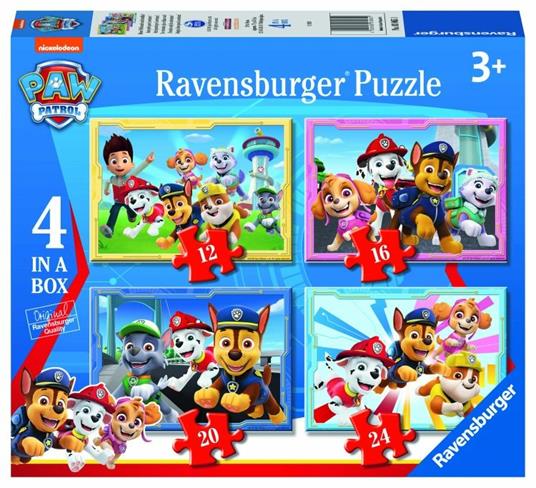 Ravensburger - Puzzle Paw Patrol B Collezione 4 in a Box 4 puzzle da 12-16-20-24 Pezzi Età Raccomandata 3+ Anni