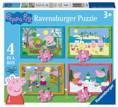 Ravensburger - Puzzle Peppa Pig 4 stagioni, Collezione 4 in a Box, 4 puzzle da 12-16-20-24 Pezzi, Età Raccomandata 3+ Anni