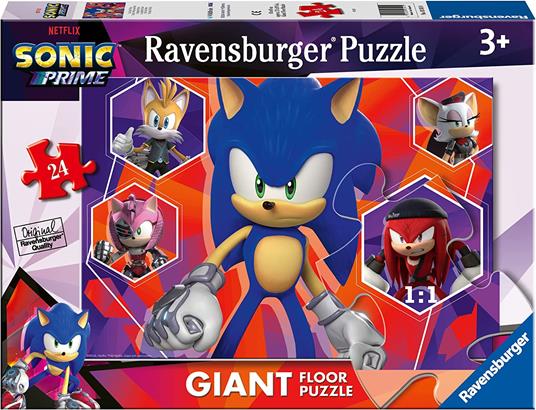 Ravensburger - Puzzle Sonic, Collezione 24 Giant Pavimento, 24 Pezzi, Età Raccomandata 3+ Anni