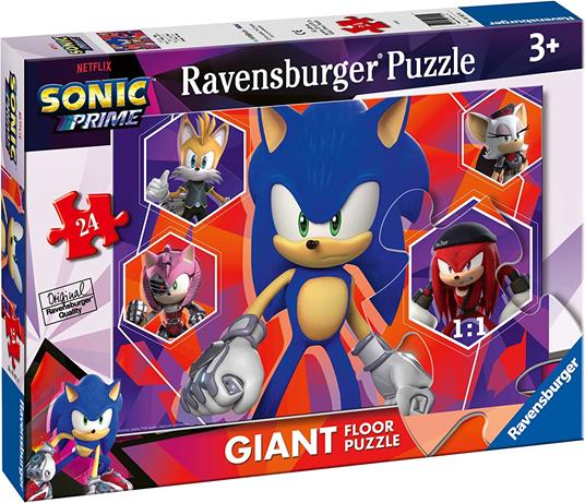 Ravensburger - Puzzle Sonic, Collezione 24 Giant Pavimento, 24 Pezzi, Età Raccomandata 3+ Anni - 2