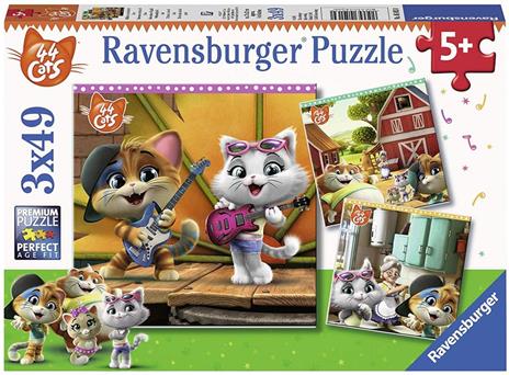 Ravensburger - Puzzle 44 Gatti, Collezione 3x49, 3 Puzzle da 49 Pezzi, Età Raccomandata 5+ Anni - 2
