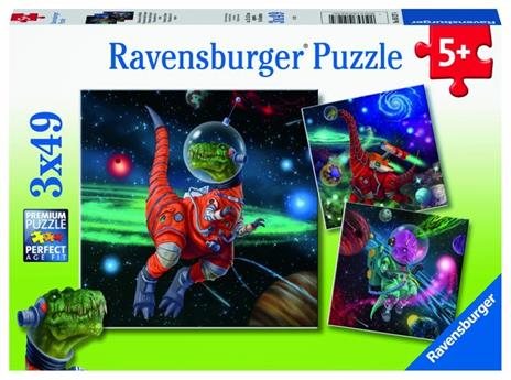 Ravensburger - Puzzle Dinosauri nello spazio, Collezione 3x49, 3 Puzzle da 49 Pezzi, Età Raccomandata 5+ Anni