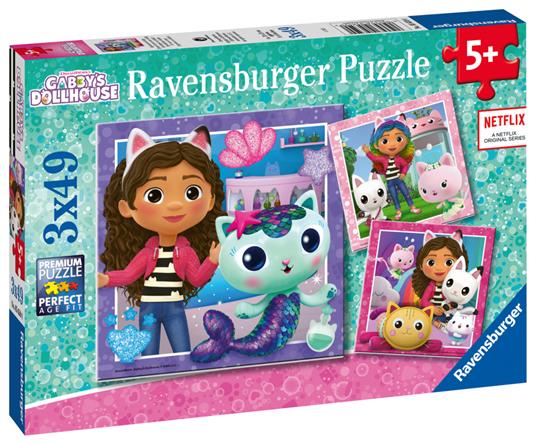 Ravensburger – puzzle gabby's dollhouse, collezione 3×49, 3 puzzle da 49  pezzi, età raccomandata 5+ anni - Ravensburger - Puzzle per bambini -  Giocattoli