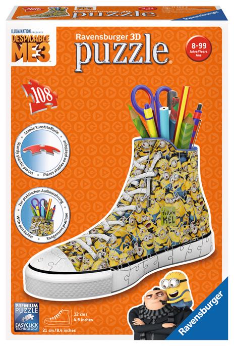 Cattivissimo Me 3. Girly Girl Edition. Puzzle 3D Porta Penne. Minions Sneaker - 3