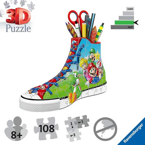 Ravensburger 3D Puzzle Sneaker di Super Mario, Portapenne di 108 Pe